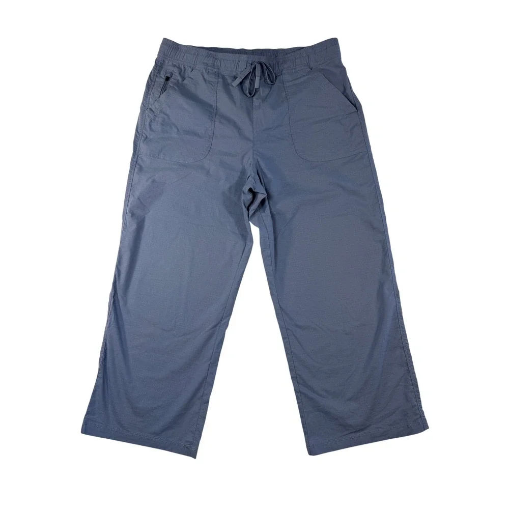 Title Nine Clamber Pants Womens Large Blue Wide Leg Crop Drawstring Outdoor
